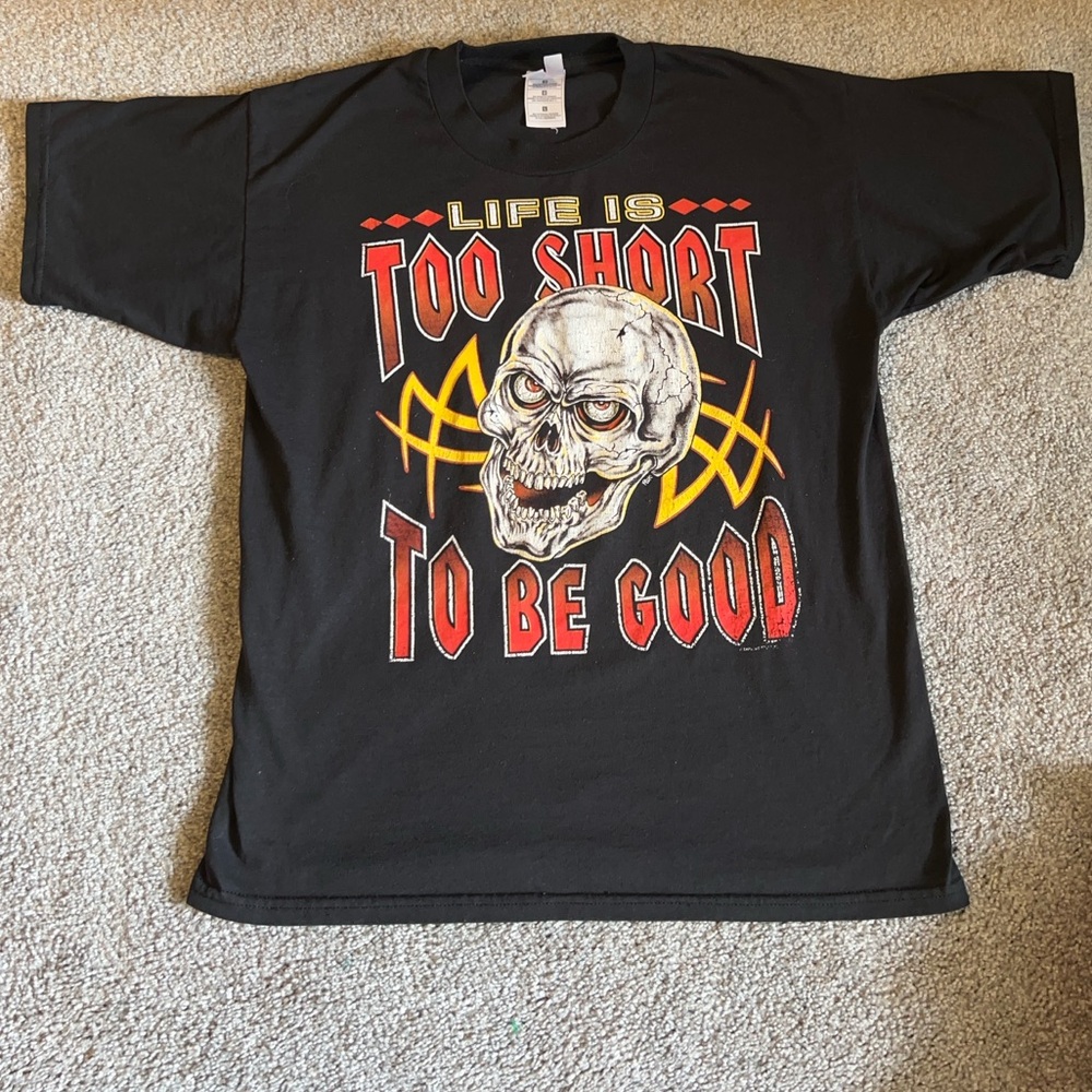 Vintage life is to short to be good shirt fruit of the loom black grunge 90s Y2K